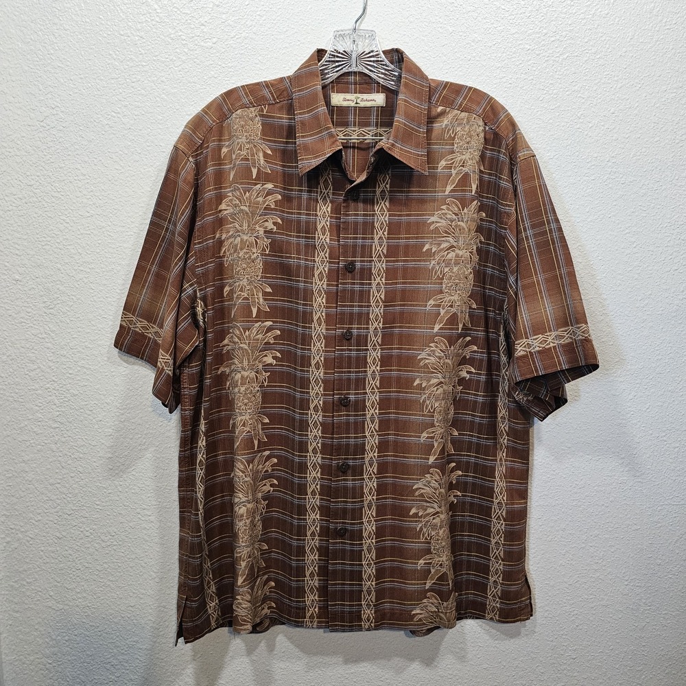 Tommy Bahama Floral Hawaiian With Plaid 100% Silk Polo